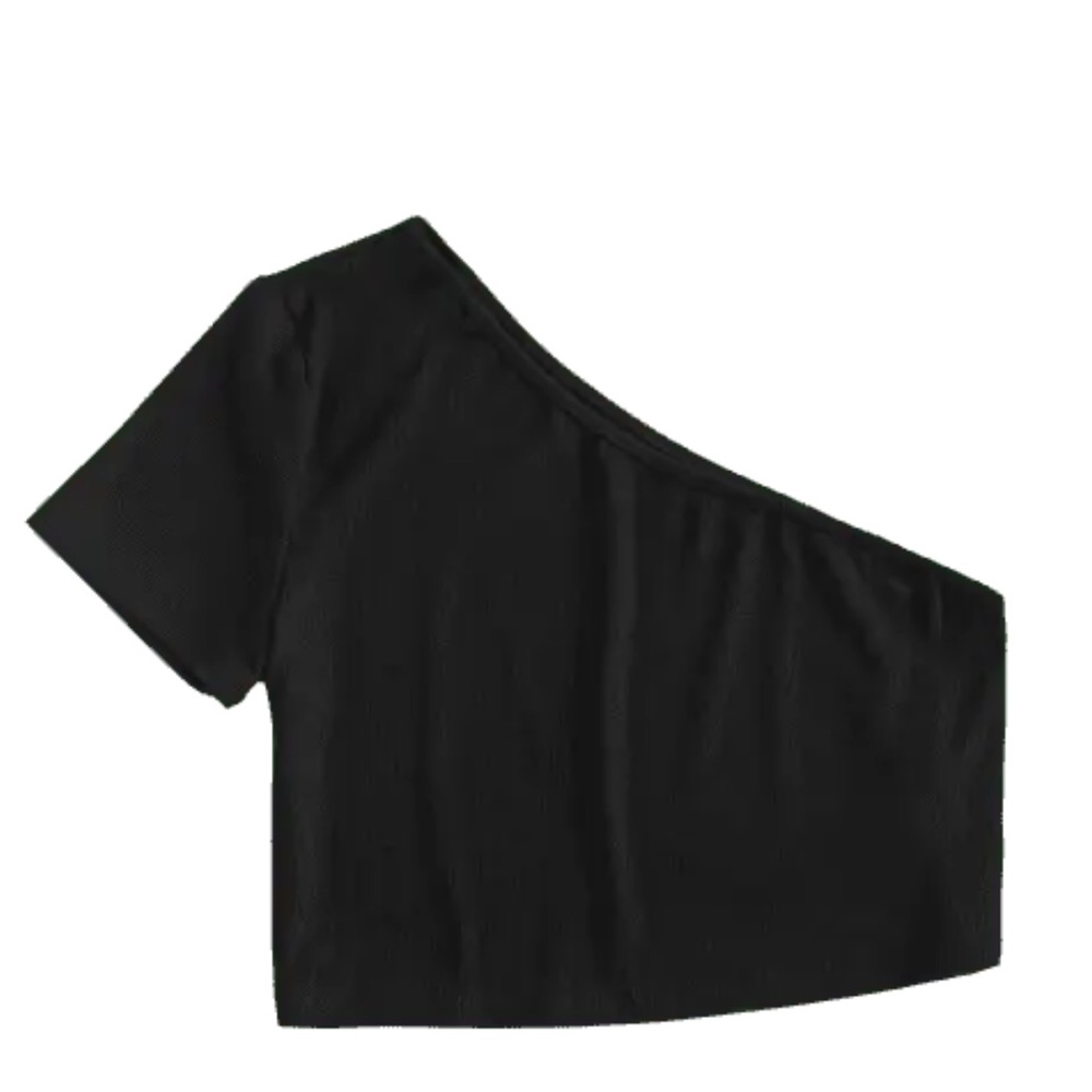 ZAFUL Ribbed One Shoulder Crop T-Shirt - Picture 5 of 6